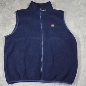 VINTAGE L.L.Bean Outdoors Vest Mens Large Navy Fleece Full‎ Zip Made USA 90s